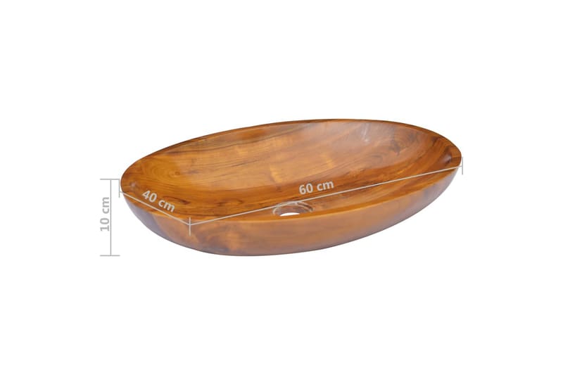 Vask heltre teak 60x40x10 cm - Brun - Hus & oppussing - Kjøkken & bad - Baderom - Servant og håndvask - Enkel vask