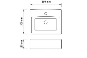Vask med kranhull 38x30x11,5 cm keramikk sølv - Hus & oppussing - Kjøkken & bad - Baderom - Servant og håndvask - Enkel vask