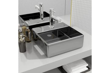 Vask med kranhull 38x30x11,5 cm keramikk sølv - Hus & oppussing - Kjøkken & bad - Baderom - Servant og håndvask - Enkel vask