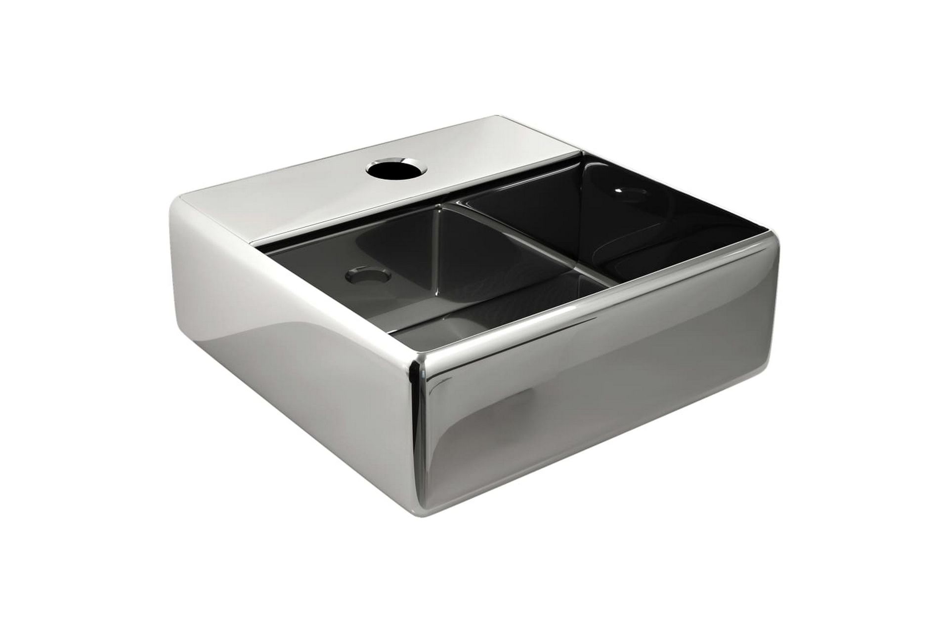 Vask med kranhull 38x30x11,5 cm keramikk sølv - Hus & oppussing - Kjøkken & bad - Baderom - Servant og håndvask - Enkel vask