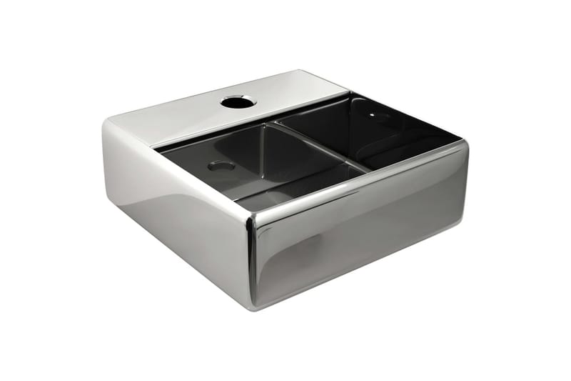 Vask med kranhull 38x30x11,5 cm keramikk sølv - Hus & oppussing - Kjøkken & bad - Baderom - Servant og håndvask - Enkel vask