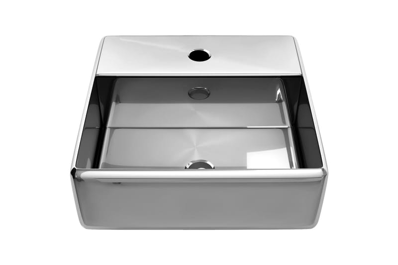 Vask med kranhull 38x30x11,5 cm keramikk sølv - Hus & oppussing - Kjøkken & bad - Baderom - Servant og håndvask - Enkel vask