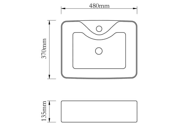 Vask med kranhull 48x37x13,5 cm keramikk sølv - Hus & oppussing - Kjøkken & bad - Baderom - Servant og håndvask - Enkel vask