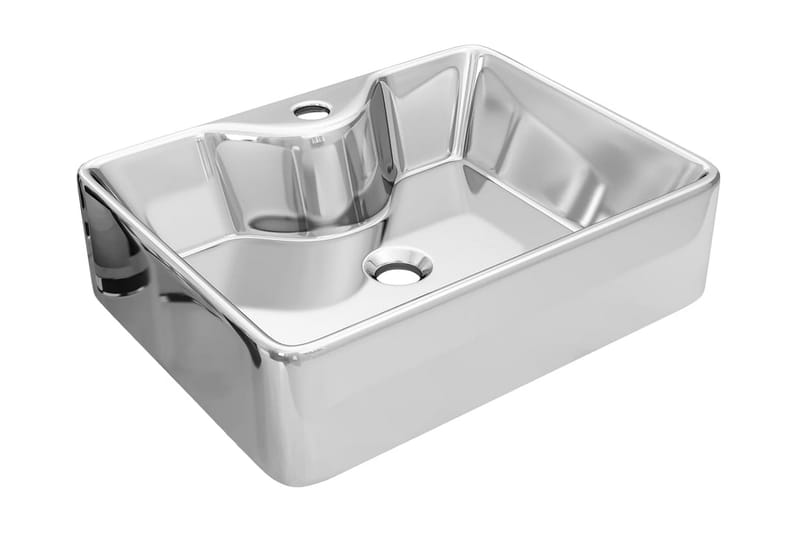 Vask med kranhull 48x37x13,5 cm keramikk sølv - Hus & oppussing - Kjøkken & bad - Baderom - Servant og håndvask - Enkel vask