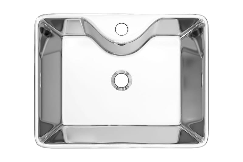 Vask med kranhull 48x37x13,5 cm keramikk sølv - Enkel vask