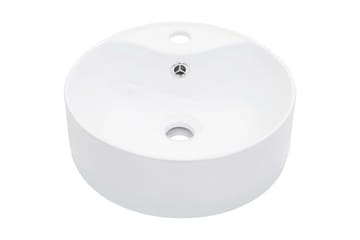 Vask med overløpsfunksjon 36x13 cm keramikk hvit - Hus & oppussing - Kjøkken & bad - Baderom - Servant og håndvask - Enkel vask