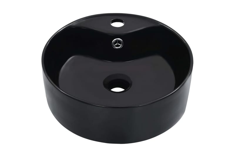 Vask med overløpsfunksjon 36x13 cm keramikk svart - Enkel vask