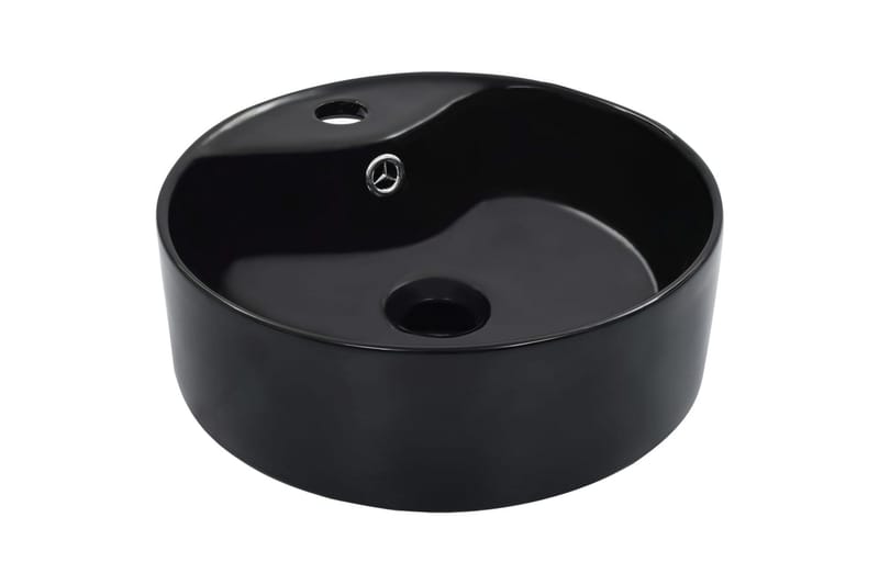 Vask med overløpsfunksjon 36x13 cm keramikk svart - Enkel vask