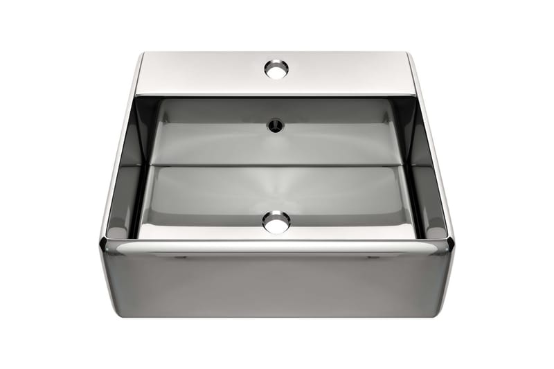 Vask med overløpsfunksjon 41x41x15 cm keramikk sølv - Hus & oppussing - Kjøkken & bad - Baderom - Servant og håndvask - Enkel vask