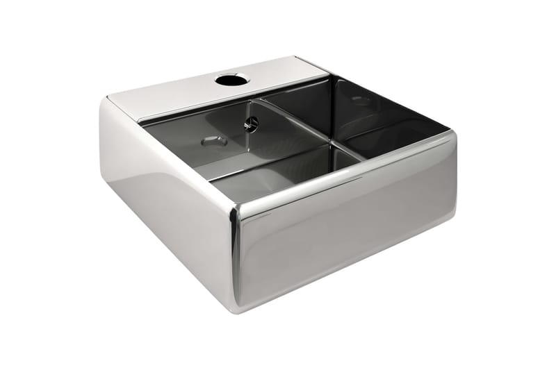 Vask med overløpsfunksjon 41x41x15 cm keramikk sølv - Hus & oppussing - Kjøkken & bad - Baderom - Servant og håndvask - Enkel vask