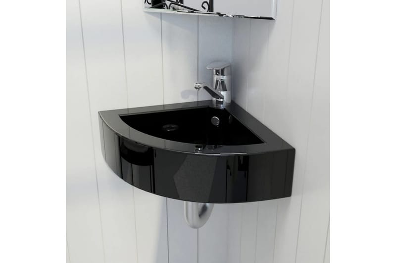 Vask med overløpsfunksjon 45x32x12,5 cm svart - Enkel vask