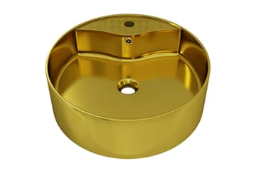 Vask med overløpsfunksjon 46,5x15,5 cm keramikk gull - Hus & oppussing - Kjøkken & bad - Baderom - Servant og håndvask - Enkel vask