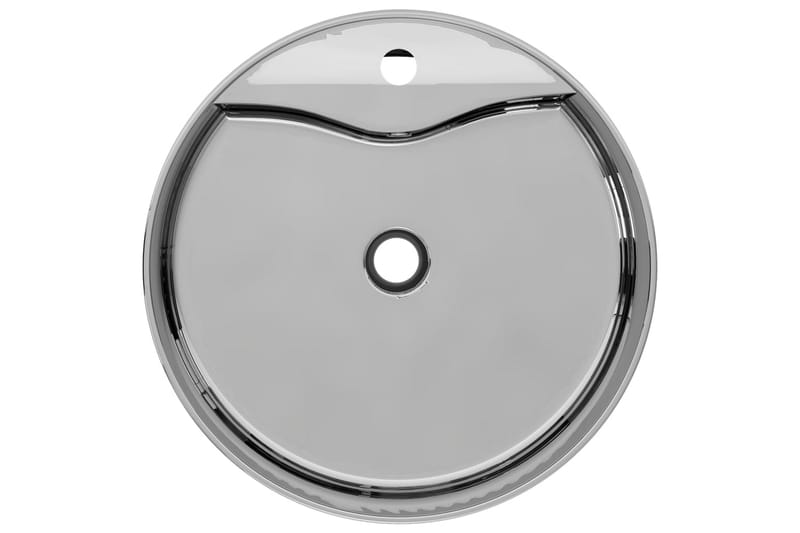 Vask med overløpsfunksjon 46,5x15,5 cm keramikk sølv - Enkel vask