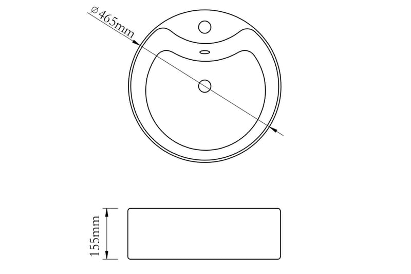 Vask med overløpsfunksjon 46,5x15,5 cm keramikk sølv - Hus & oppussing - Kjøkken & bad - Baderom - Servant og håndvask - Enkel vask