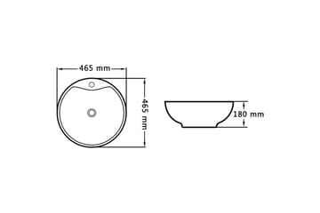 Vask med overløpsfunksjon 46,5x18 cm keramikk hvit - Hus & oppussing - Kjøkken & bad - Baderom - Servant og håndvask - Enkel vask