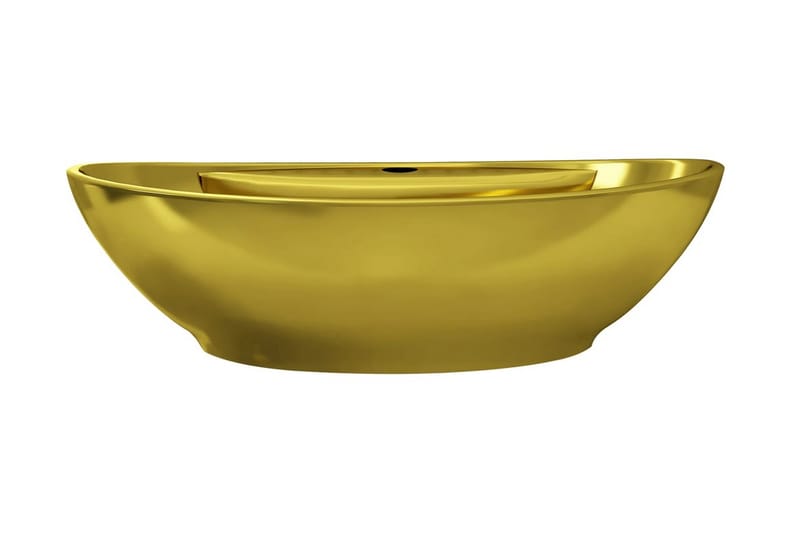 Vask med overløpsfunksjon 58,5x39x21 cm keramikk gull - Hus & oppussing - Kjøkken & bad - Baderom - Servant og håndvask - Enkel vask