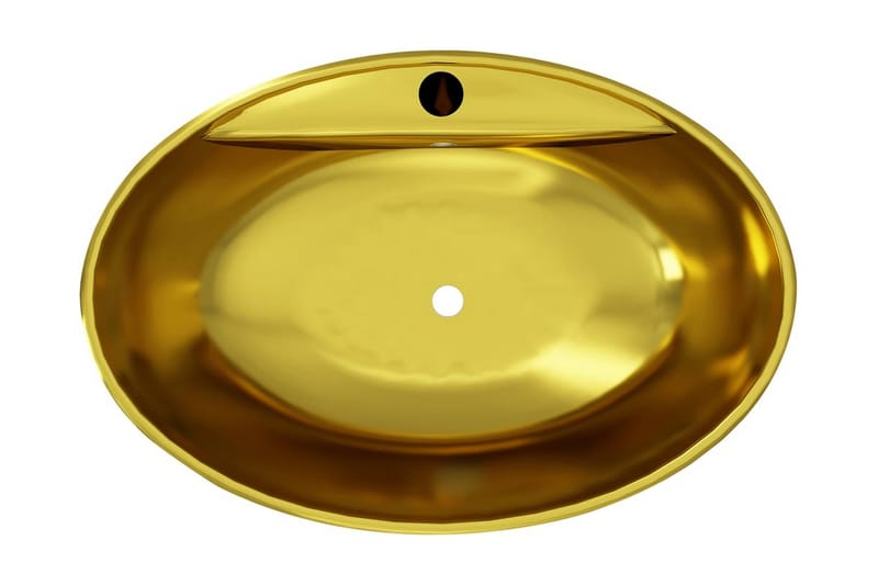 Vask med overløpsfunksjon 58,5x39x21 cm keramikk gull - Enkel vask