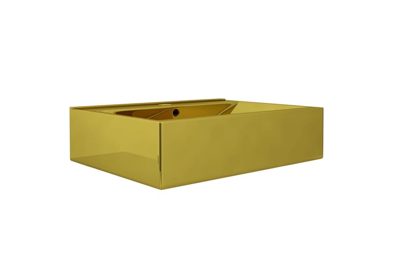 Vask med overløpsfunksjon 60x46x16 cm keramisk gull - Hus & oppussing - Kjøkken & bad - Baderom - Servant og håndvask - Enkel vask