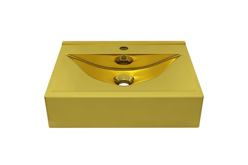 Vask med overløpsfunksjon 60x46x16 cm keramisk gull - Hus & oppussing - Kjøkken & bad - Baderom - Servant og håndvask - Enkel vask
