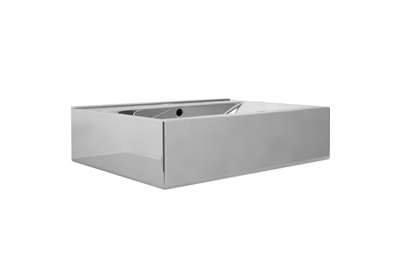 Vask med overløpsfunksjon 60x46x16 cm keramisk sølv - Hus & oppussing - Kjøkken & bad - Baderom - Servant og håndvask - Enkel vask
