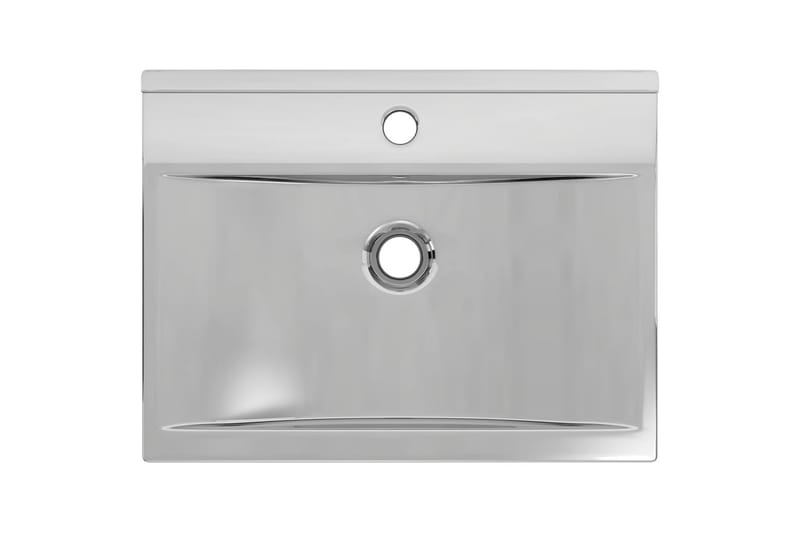 Vask med overløpsfunksjon 60x46x16 cm keramisk sølv - Enkel vask