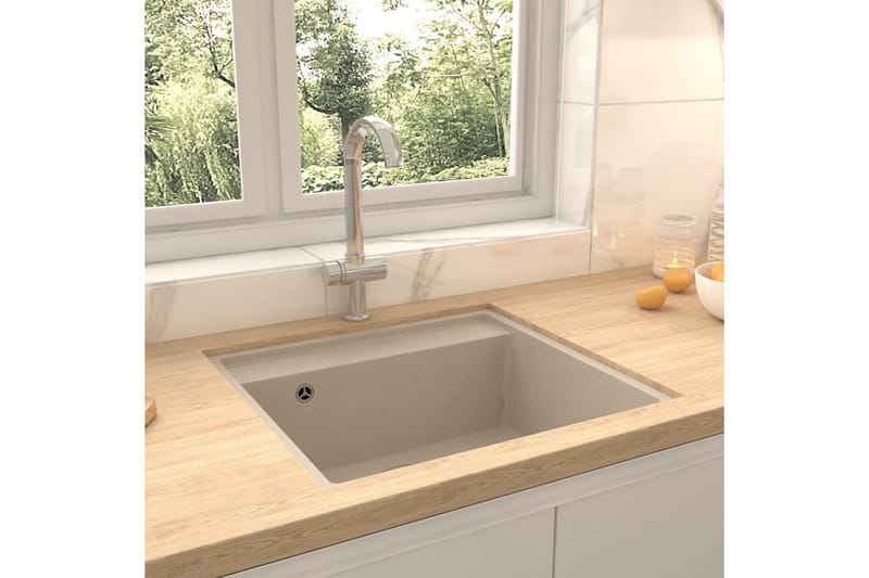 Vask med overløpshull beige granitt - Beige - Hus & oppussing - Kjøkken & bad - Baderom - Servant og håndvask - Enkel vask