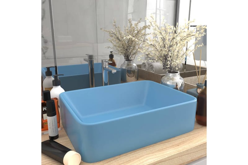 Luksuriøs servant matt lyseblå 41x30x12 cm keramisk - Blå - Enkel vask
