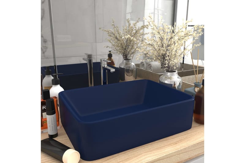 Luksuriøs servant matt mørkeblå 41x30x12 cm keramisk - Blå - Enkel vask