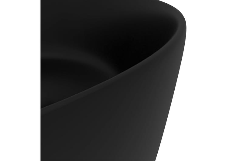 Luksuriøs servant rund matt svart 40x15 cm keramisk - Enkel vask