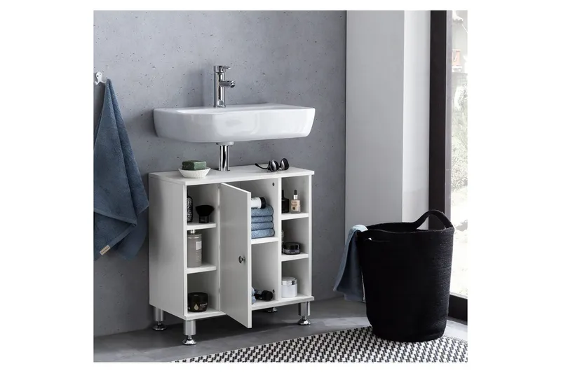 Servantensokkel Wohnling Foliert Sponplate 1 Dør 6 Lagringshyller Moderne - Hus & oppussing - Kjøkken & bad - Baderom - Servant og håndvask - Enkel vask