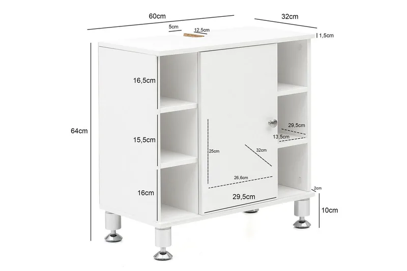 Servantensokkel Wohnling Foliert Sponplate 1 Dør 6 Lagringshyller Moderne - Hus & oppussing - Kjøkken & bad - Baderom - Servant og håndvask - Enkel vask