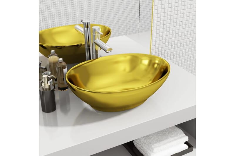 Vask 40x33x13,5 cm keramisk gull - Enkel vask