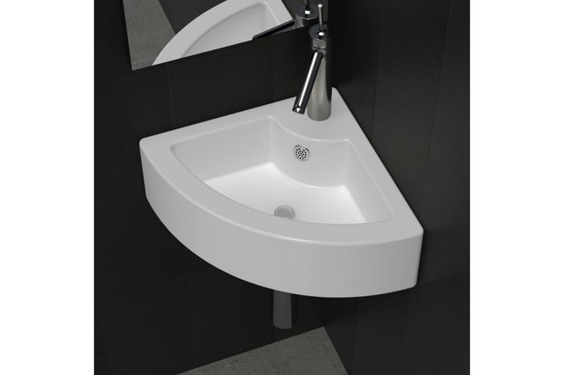 Vask med overløpsfunksjon 45x32x12,5 cm hvit - Enkel vask