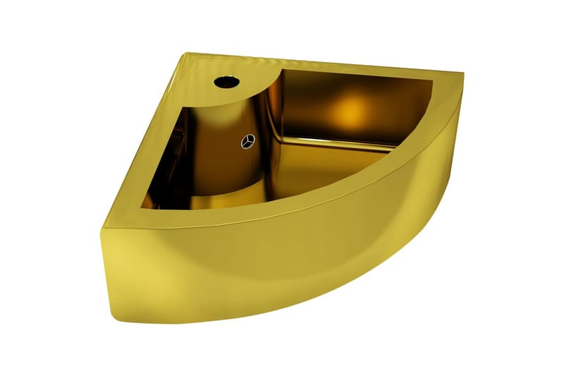 Vask med overløpsfunksjon 45x32x12,5 cm keramikk gull - Enkel vask