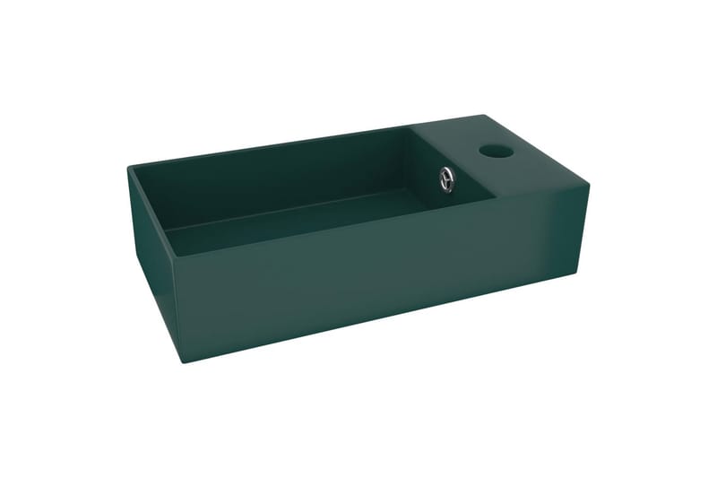 Vegghengt badeservant med overløp keramisk mørkegrønn - Enkel vask