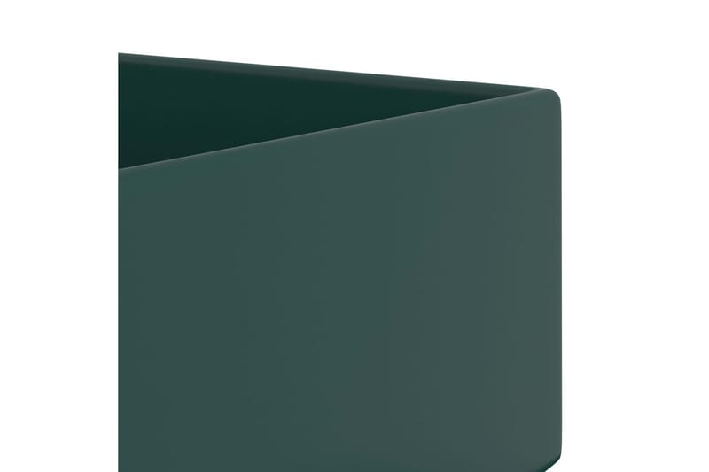 Vegghengt badeservant med overløp keramisk mørkegrønn - Enkel vask