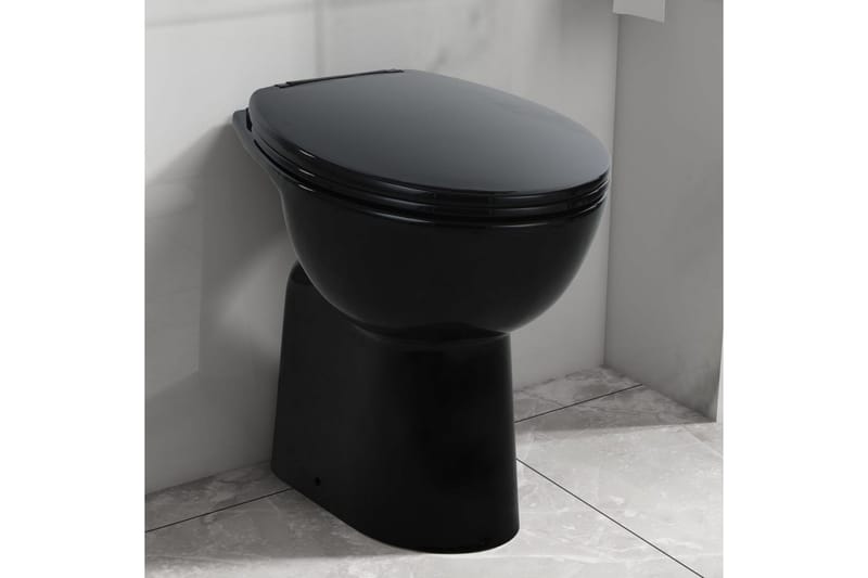 Høyt kantfritt toalett myk lukkemekanisme 7 cm keramisk - Gulvstående