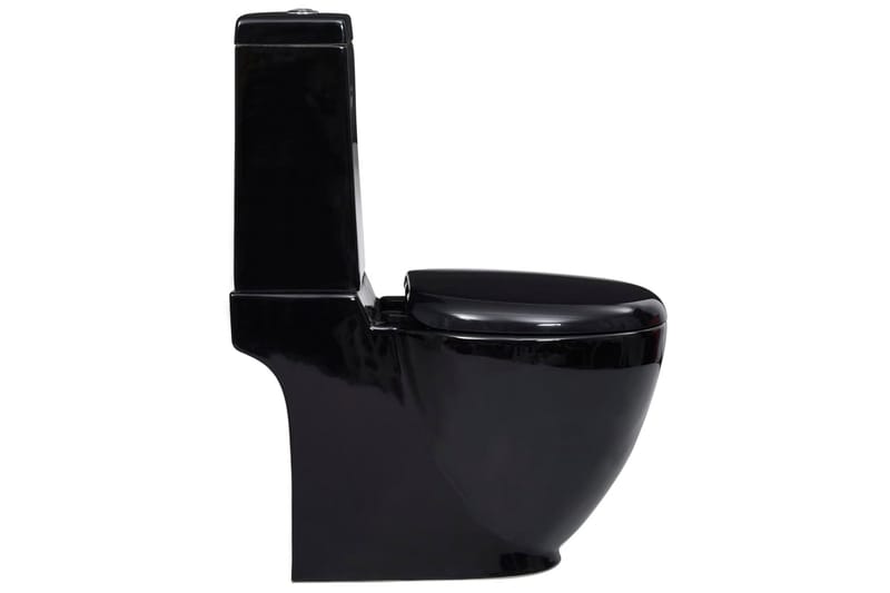 Keramisk toalett vannføring på baksiden svart - Gulvstående