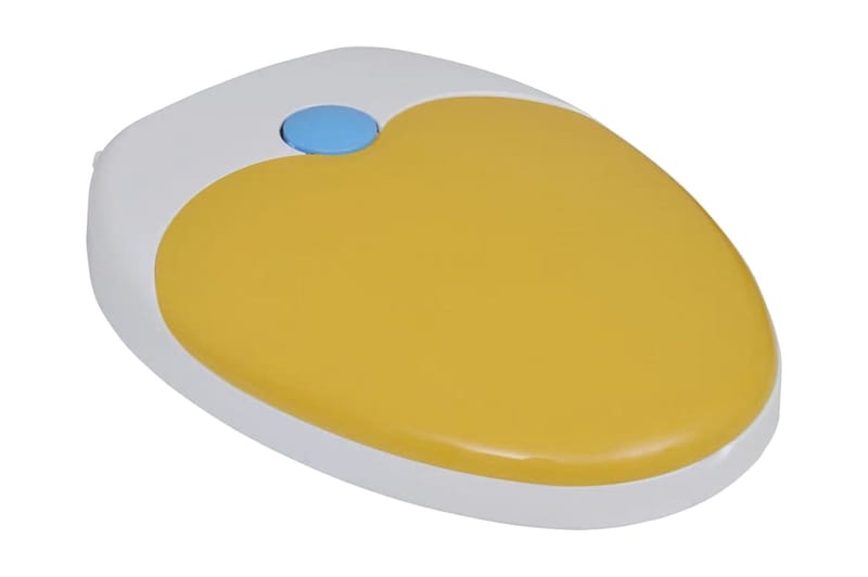 Hvitt & gult soft-close toalettsete for voksne og barn - Toalettsete