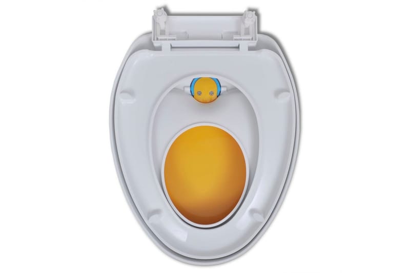Hvitt & gult soft-close toalettsete for voksne og barn - Toalettsete