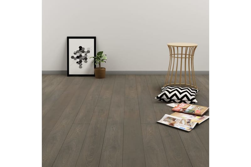 Selvklebende gulvplanker 4,46 m² 3 mm PVC grå og brun - Toalettsete