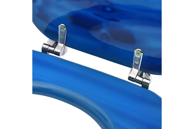 Toalettsete med lokk MDF blå vanndråpe-design - Toalettsete