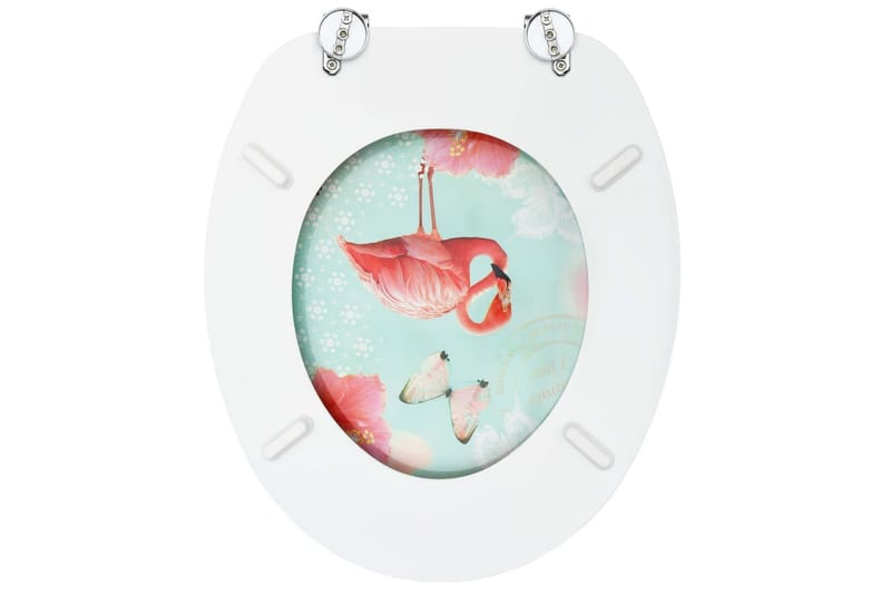 Toalettsete med lokk MDF flamingodesign - Toalettsete