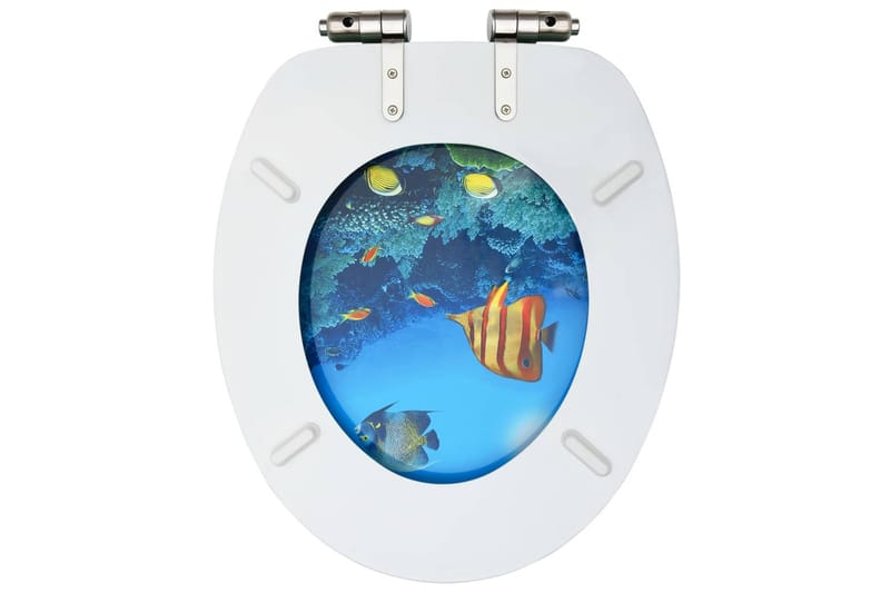 Toalettsete med myk lukkefunksjon 2 stk MDF dyphavsdesign - Flerfarget - Toalettsete