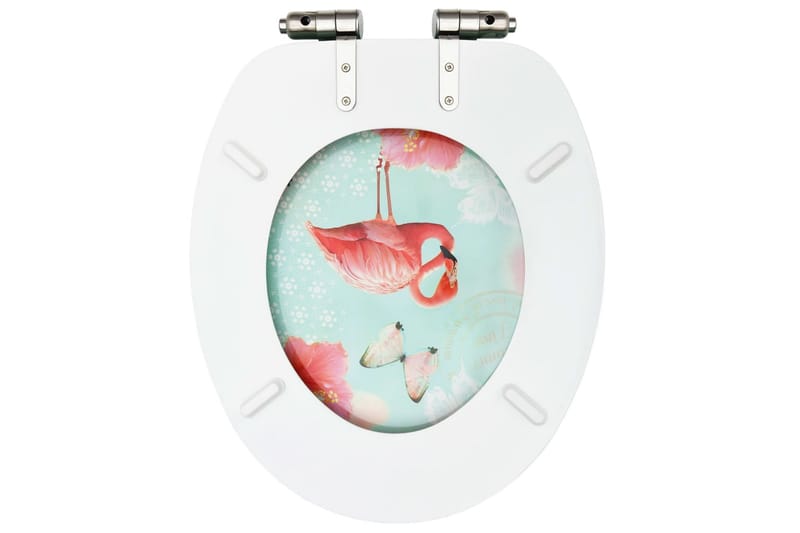 Toalettsete med myk lukkefunksjon 2 stk MDF flamingodesign - Flerfarget - Toalettsete