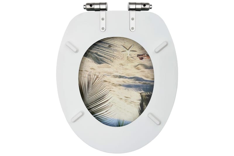 Toalettsete med myk lukkefunksjon 2 stk MDF stranddesign - Flerfarget - Toalettsete