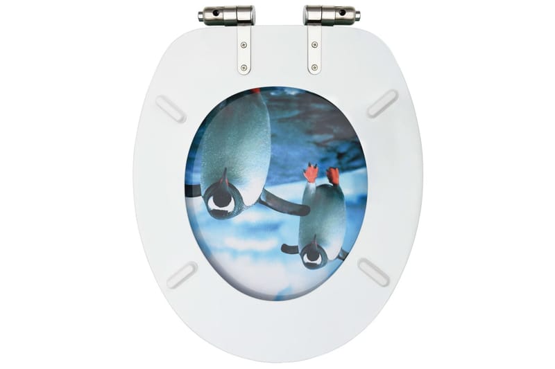 Toalettsete med myk lukkefunksjon 2 stk MDF pingvindesign - Flerfarget - Toalettsete
