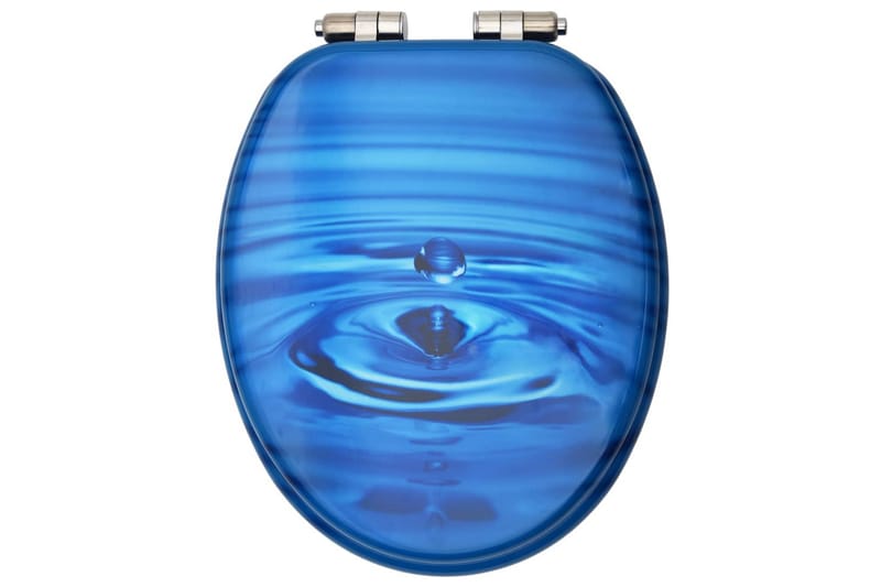 Toalettsete med myk lukkefunksjon 2stk MDF vanndråpe-design - Blå - Toalettsete