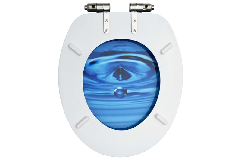 Toalettsete med myk lukkefunksjon 2stk MDF vanndråpe-design - Blå - Toalettsete