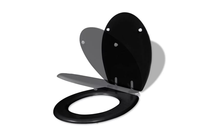 Toalettsete med myk lukkefunksjon MDF stilrent design svart - Toalettsete